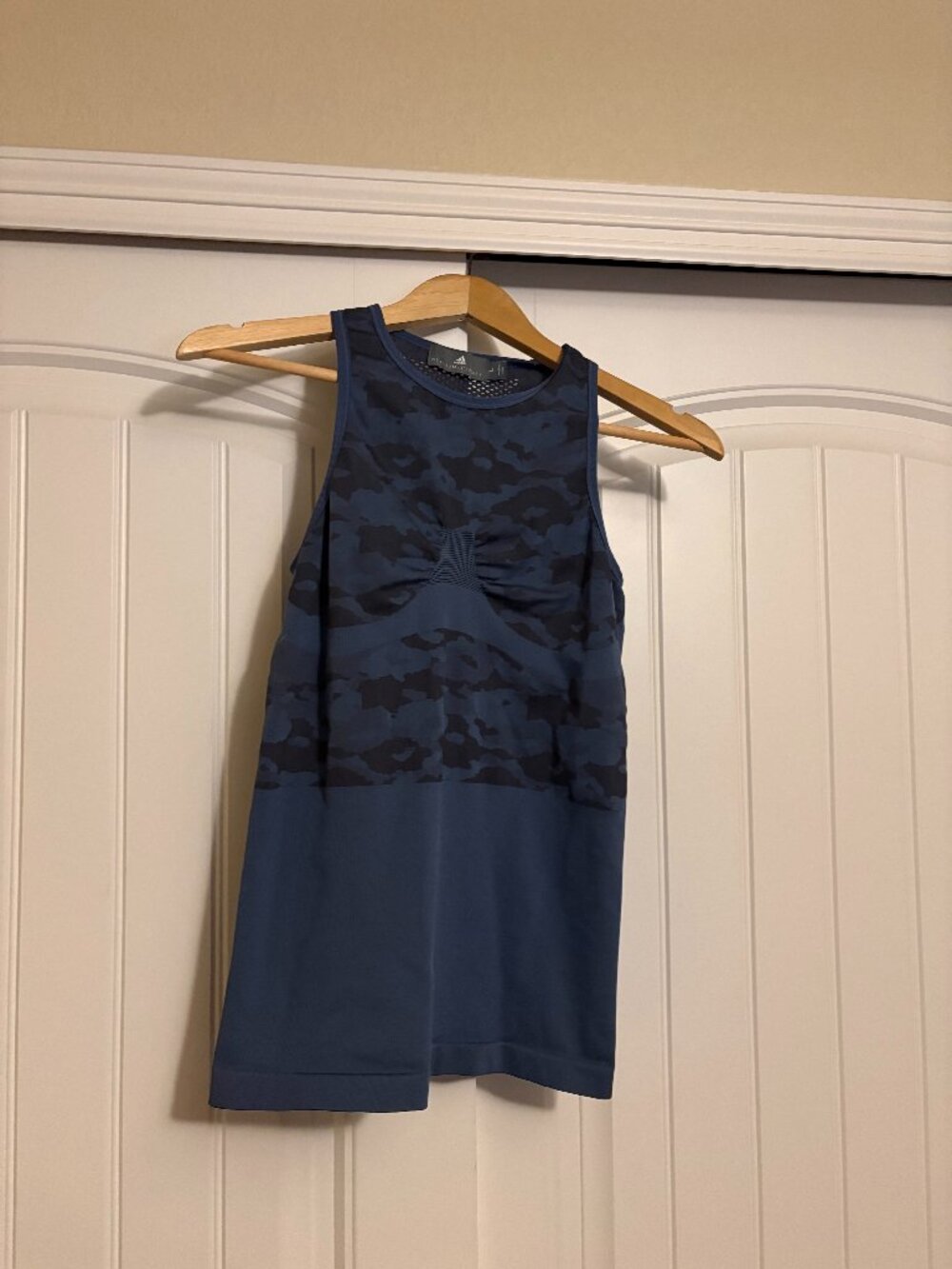 Adidas X Stella McCartney Perforated Tank Top Blue Camo Print Large Racerback